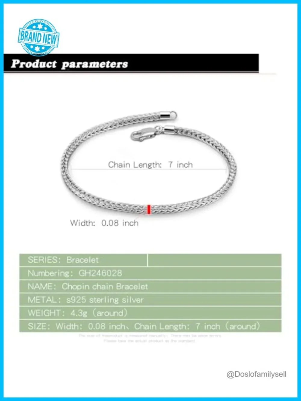 2mm 925 Sterling Silver Chopin Chain Bracelet Lobster Claw Dainty Delicate